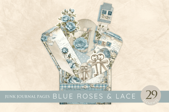 Blue Roses & Lace Ephemera: Vintage Charm for Modern Crafters